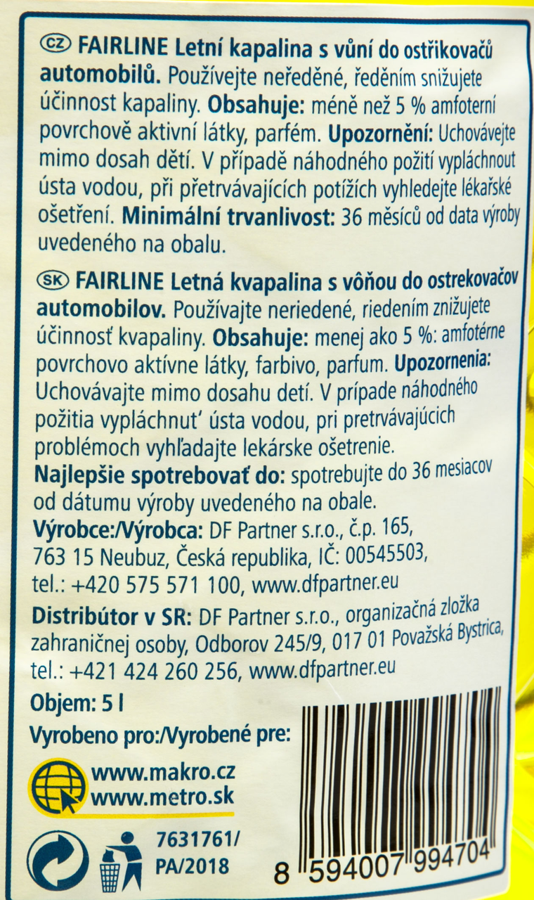 Letní směs do ostřikovačů Fairline 5L