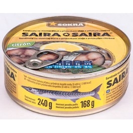 Saira Sardinela ve vlastní šťávě s citronem 240g